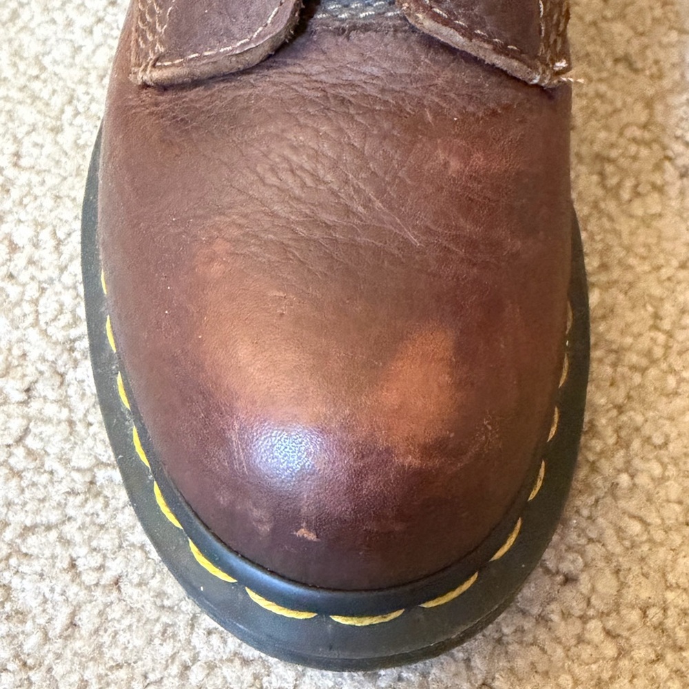 Women’s Dr. Martens Dark Brown Leather Steel Toe Lace-Up Boots - Size 7 - Picture 4 of 13